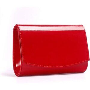 Women Vegan Leather Fashion Clutch Red
